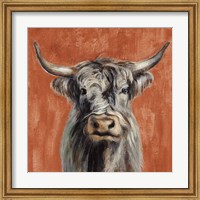 Highland Cow on Terracotta Fine Art Print