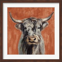 Highland Cow on Terracotta Fine Art Print