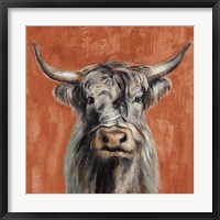 Highland Cow on Terracotta Framed Print