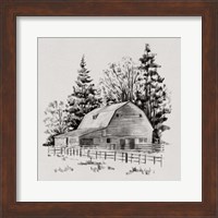 Distant Barn Sketch I Fine Art Print