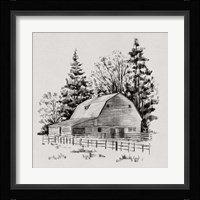 Distant Barn Sketch I Fine Art Print