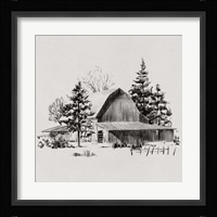 Distant Barn Sketch II Fine Art Print