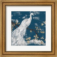 White Peacock on Indigo I Fine Art Print