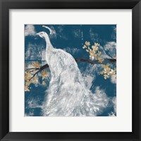White Peacock on Indigo II Fine Art Print