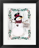 Folk Snowman Forest I Fine Art Print