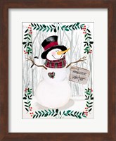 Folk Snowman Forest I Fine Art Print