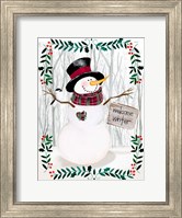 Folk Snowman Forest I Fine Art Print