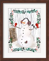 Folk Snowman Forest II Fine Art Print
