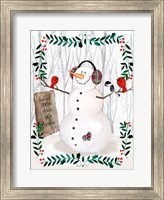 Folk Snowman Forest II Fine Art Print