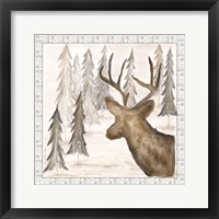 Deer w/ Border Framed Print