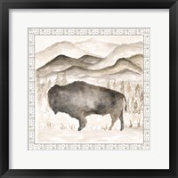 Bison w/ Border Framed Print