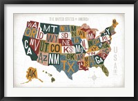 Letterpress USA Map Warm Fine Art Print