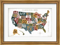 Letterpress USA Map Warm Fine Art Print