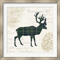 Plaid Lodge I Navy Green Fine Art Print