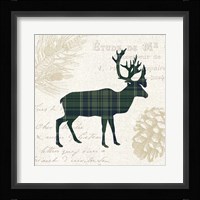 Plaid Lodge I Navy Green Framed Print