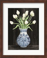 Blue and White Tulips Black II Fine Art Print