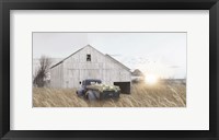Navy Blue Truck with Flowers Framed Print