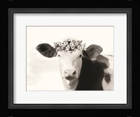 Spotted Cow with Flowers Fine Art Print