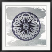 Brushed Midnight Blue Compass Rose Fine Art Print
