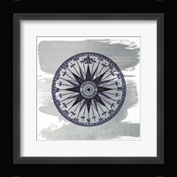 Brushed Midnight Blue Compass Rose Framed Print
