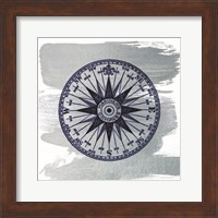 Brushed Midnight Blue Compass Rose Fine Art Print