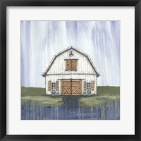 White Garden Barn Framed Print