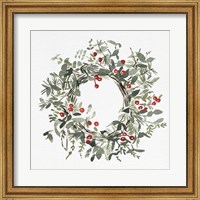 Holly Farmhouse Wreath I Fine Art Print