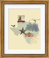 Illustrated State-Texas Fine Art Print