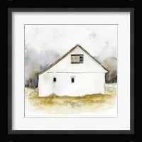 White Barn Watercolor I Framed Print