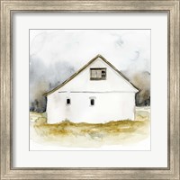 White Barn Watercolor I Fine Art Print