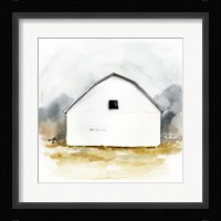 White Barn Watercolor II Framed Print