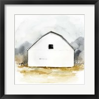White Barn Watercolor II Framed Print