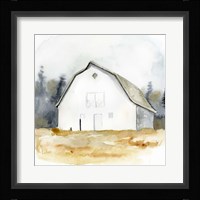 White Barn Watercolor III Framed Print