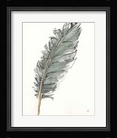 Gold Feathers VII Green Framed Print