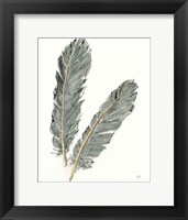 Gold Feathers IV on Grey Fine Art Print