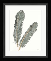 Gold Feathers IV on Grey Framed Print