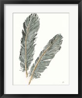Gold Feathers IV on Grey Framed Print