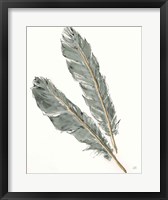 Gold Feathers III Green Framed Print