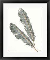 Gold Feathers III Green Framed Print
