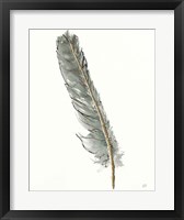 Gold Feathers II Green Framed Print