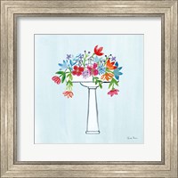 Floral Bathroom II Light Blue Fine Art Print