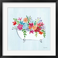 Floral Bathroom I Light Blue Fine Art Print