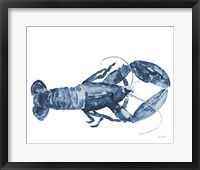Beach House Kitchen Blue Lobster White Framed Print
