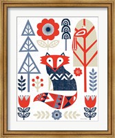 Folk Lodge Fox Red Navy Fine Art Print