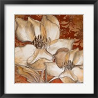 Whispering Magnolia on Red I Framed Print