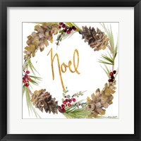 Gold Christmas Wreath III Framed Print