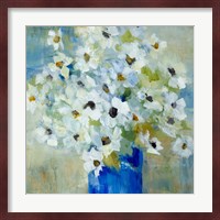 Pop of White Flowers in Blue Vase Fine Art Print