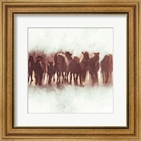 Team of Brown Horses Running Fine Art Print