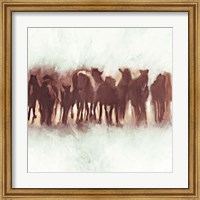 Team of Brown Horses Running Fine Art Print