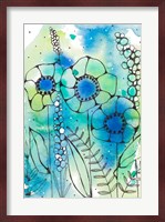 Blue Watercolor Wildflowers I Fine Art Print